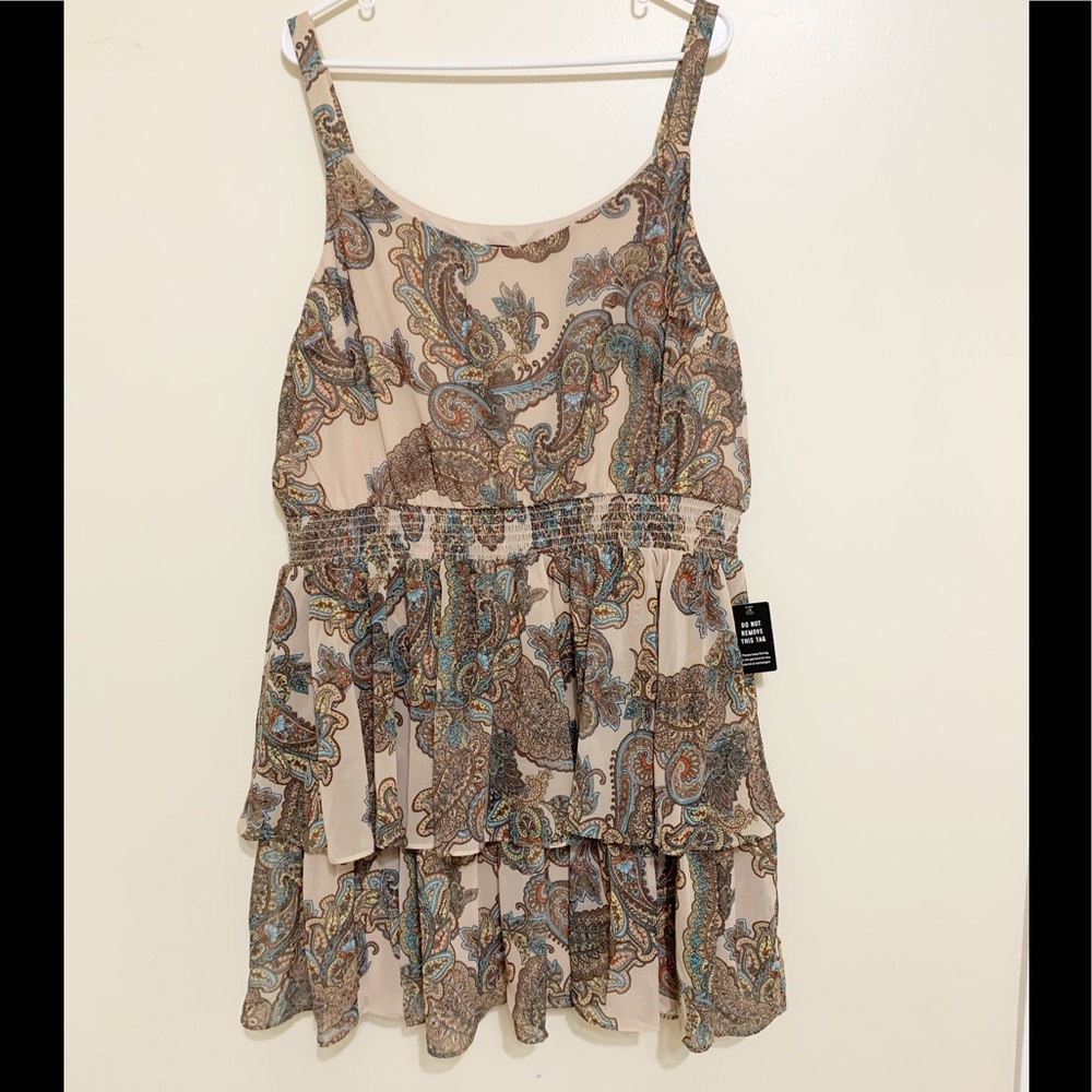 Express Paisley Tiered Ruffle Fit And Flare Dress